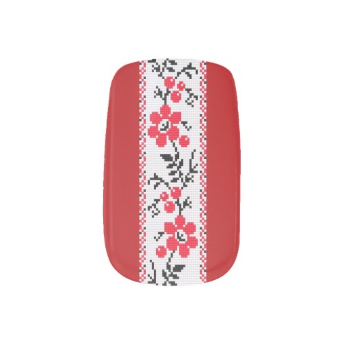 Floral Needlepoint Cross Stitch Minx Nail Art