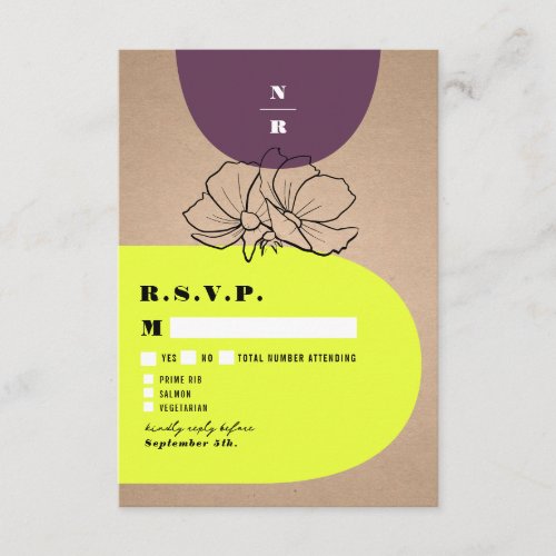 Floral neon Arch Monogram Wedding Enclosure Card