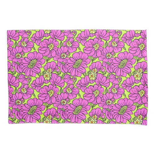 Floral Neon Pink and Yellow Daisies Pattern  Duvet Pillow Case