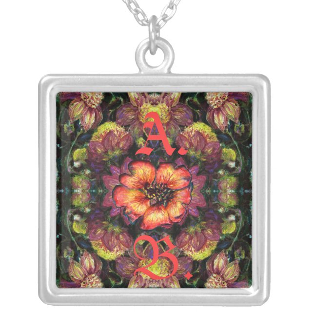 Floral Neovictorian Initial Pendant (Front)