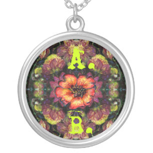 Floral Neovictorian Initial Pendant