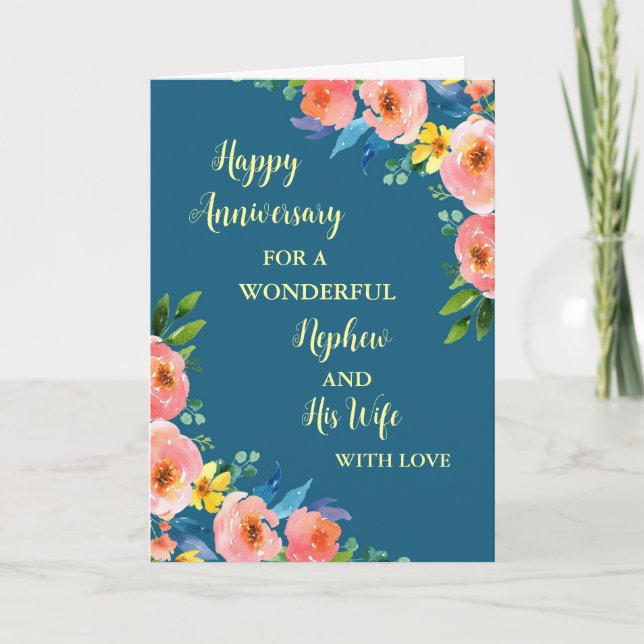 Floral Nephew and His Wife Anniversary Card (Front)