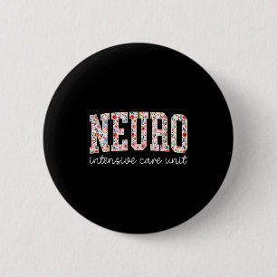 Floral Neuro Icu Nurse Brain Neuroscience Icu Nurs Button