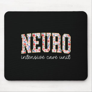 Floral Neuro Icu Nurse Brain Neuroscience Icu Nurs Mouse Pad