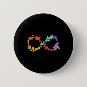 Floral Neurodiversity Infinity Symbol Autism Aware Button