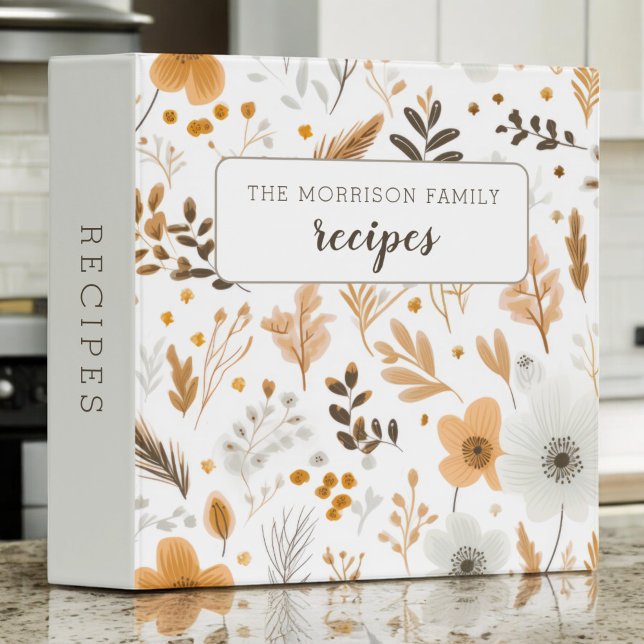 Floral Neutral Boho Family Recipe 3 Ring Binder (Creator Uploaded)