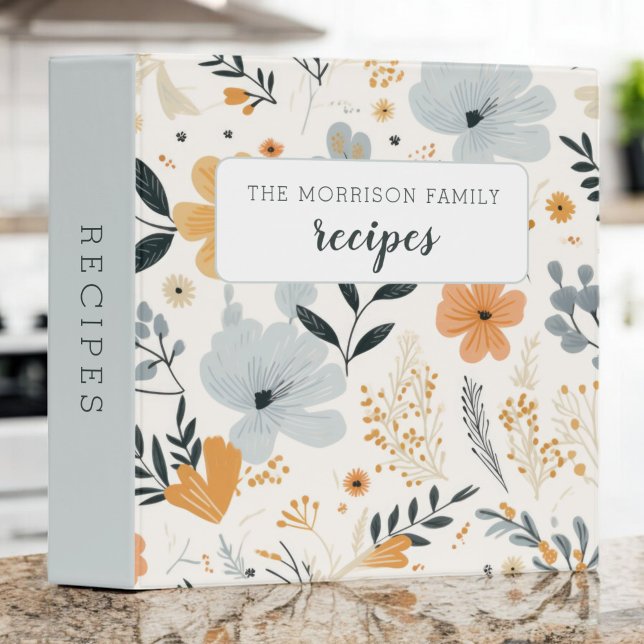 Floral Neutral Boho Family Recipe 3 Ring Binder (Creator Uploaded)