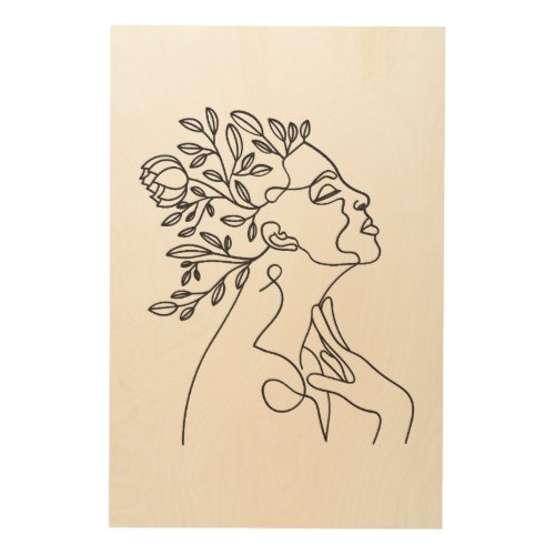Floral Neutral Minimalist Woman Face line Art
