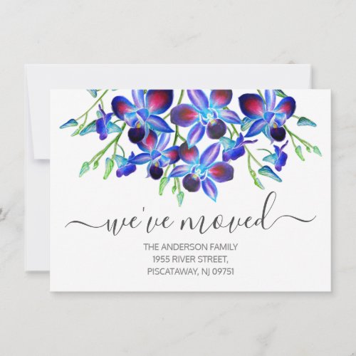 Floral New Address Blue Orchid Moving Announcement