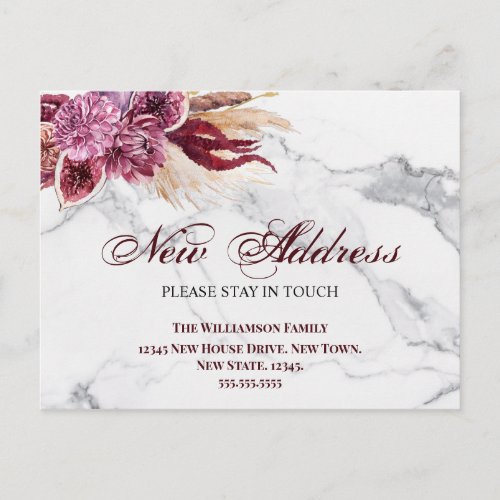 Floral  New Address  Moving  Announcement Postcard