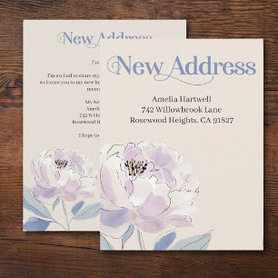 Floral New Address Moving Note Card