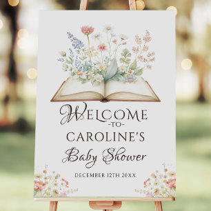 Floral New Chapter Begins Baby Shower Welcome Foam Board