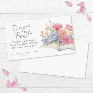Floral New Chapter Book Baby Shower Diaper Raffle Enclosure Card