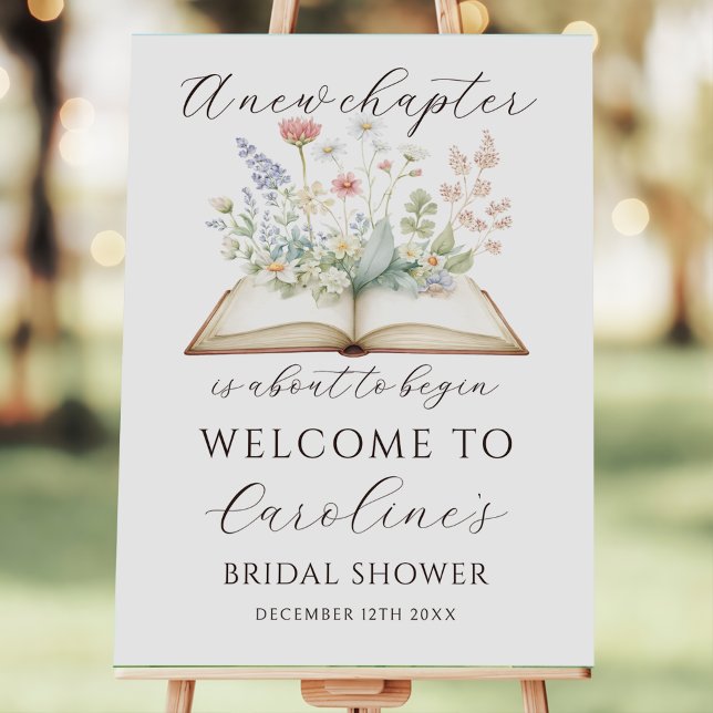 Floral New Chapter Bridal Shower Welcome Foam Board (Creator Uploaded)