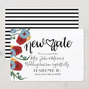 Floral New Date Postponement Cancellation Wedding Invitation