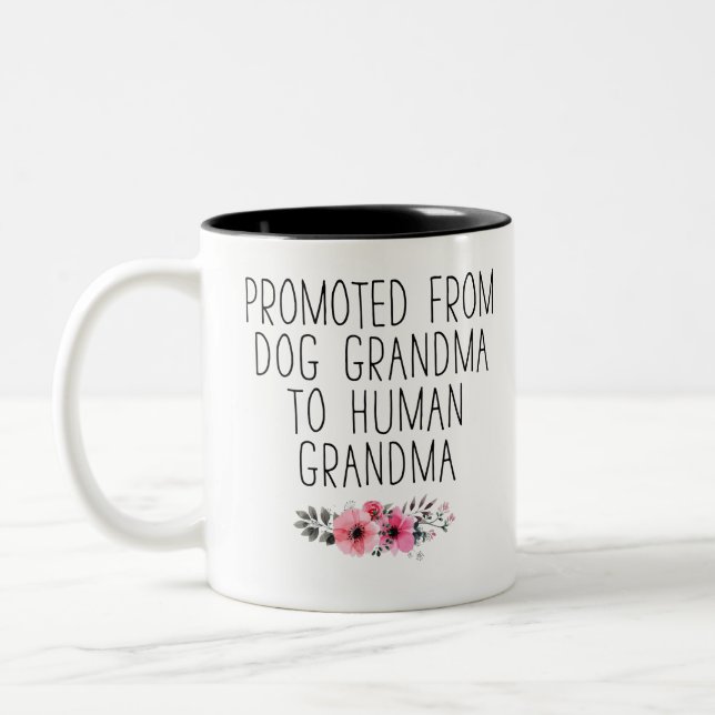Floral New Grandma Baby Announcement Coffee Mug (Left)