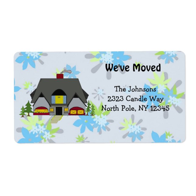 Floral New Home Address Label (Front)