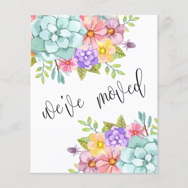 Floral New Home Address Moving Announcement (Front)