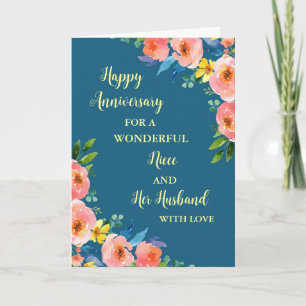 Floral Niece and Her Husband Anniversary Card