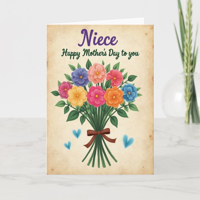 Floral Niece Mothers Day Card (Front)