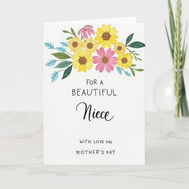 Floral Niece Mothers Day Design Card (Front)