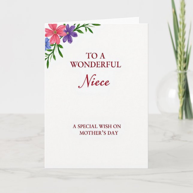 Floral Niece Mothers Day Wish Card (Front)