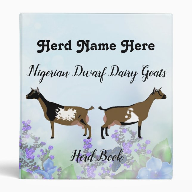 Floral Nigerian Dwarf Dairy Goat Herd Book 3 Ring Binder (Front)
