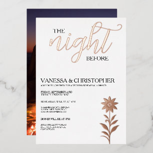 Floral Night Before Wedding Rehearsal Foil Invitation
