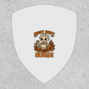 Floral Night Shift Nurse Skeleton Halloween RN Nur Patch