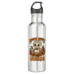 Floral Night Shift Nurse Skeleton Halloween RN Nur Stainless Steel Water Bottle