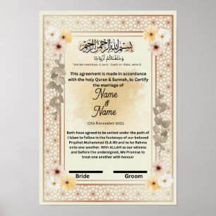 Floral nikkah certificate poster