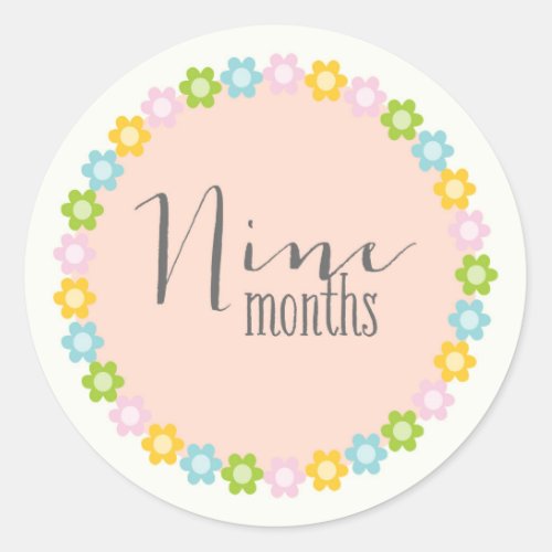 Floral Nine Months New Baby Sticker