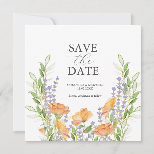 Floral Non Photo Wedding Save The Date Invitations