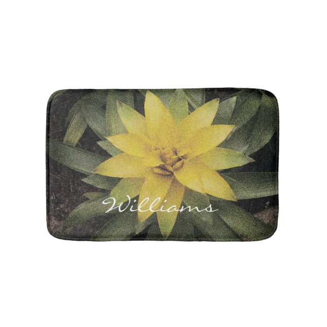 Floral non slip bath mat with pretty yellow flower (Front)