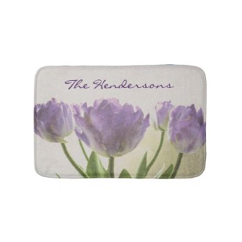 Floral Non Slip Bath Mat With Purple Tulip Flowers by photoedit at Zazzle