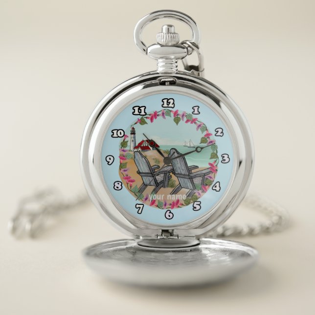 Floral Noon lighthouse  Pocket Watch (Inside)