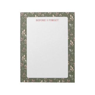 Floral Notepad, Cute Feminine Notepad, Modern Pad