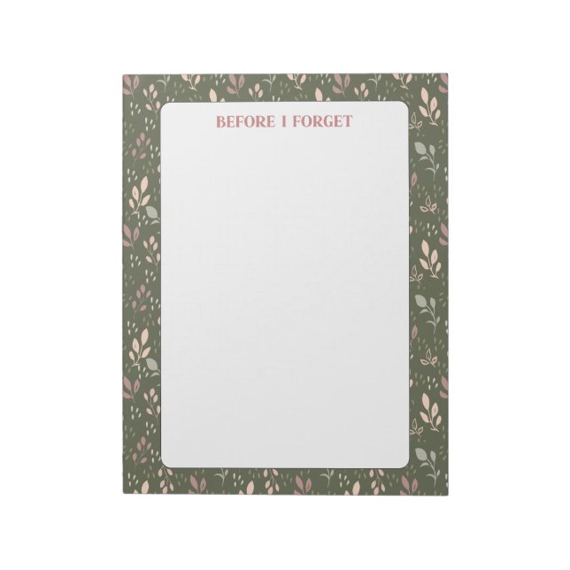 Floral Notepad, Cute Feminine Notepad, Modern Pad (Rotated)