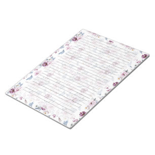 Floral Notepad, Lined, Purple/Blue Notepad