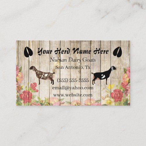 Floral Nubian Dairy Goat Business Card