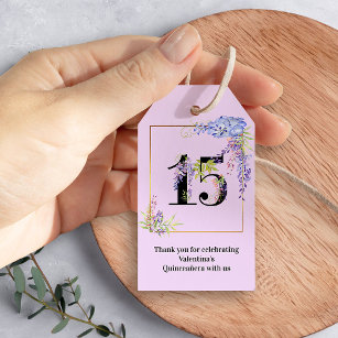 Floral Number 15 Quinceanera Thank You Gift Tags