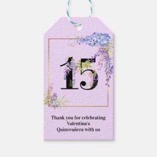 Floral Number 15 Quinceanera Thank You Gift Tags