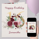 Floral Number 16 Personalized 16th Birthday Card<br><div class="desc">Personalized 16th Birthday Card with floral number 16. The design has a gold number 16 decorated with burgundy red and ivory roses,  foliage and eucalyptus leaves. The template is set up for you to personalize the front and the message inside.</div>