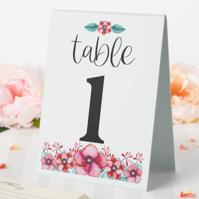 Floral Number One Table Tent (In SItu (Wedding))