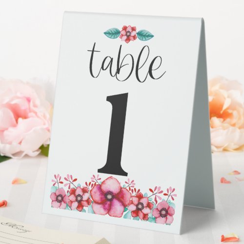 Floral Number One Table Tent Sign