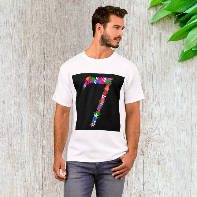 Floral Number Seven Botanical Flower Design T-Shirt (Creator Uploaded)