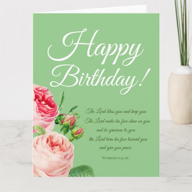 Floral Numbers 6:24-26 Birthday  Card (Front)