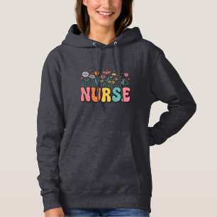 Floral Nurse Bubble Letter Vintage Style Shirt Des
