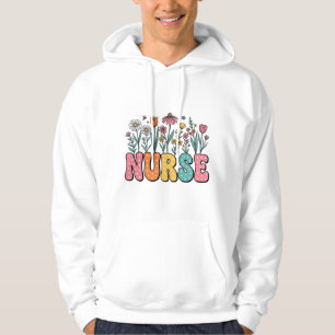 Floral Nurse Bubble Letter Vintage Style Shirt Des