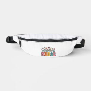 Floral Nurse Bubble Letter Vintage Style Shirt Des Fanny Pack